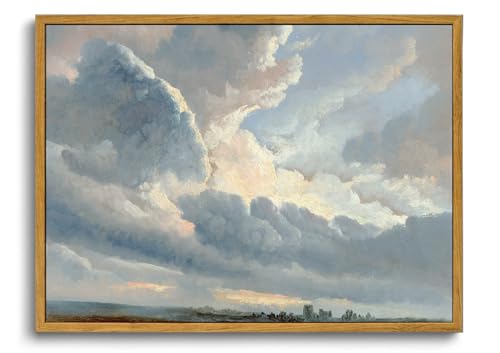 OIQArtOIQ Vintage Landscape Canvas Wall Art Framed Natural Scenery Painting Artwork Prints France Country Wilderness Farmhouse Decor Pictures Kitchen Bedroom Living Room Bathroom - color: Cloud, size: 16x24 in