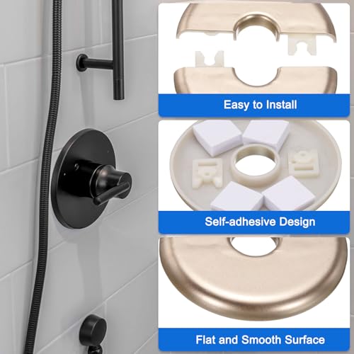uxcell 4pcs Wall Split Flange 80mm / 3.1" OD Escutcheon Plate ABS Round Self-Adhesive Plumbing Cover Plates for 26mm / 1" Dia Water Pipe Faucet Decoration Accessories, Gold - color: Gold, size: 26mm