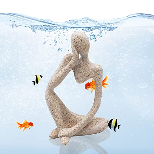 Oooct Sandstone Thinker Statue Fish Tank Decor Small Fish Aquarium Decorations Fish Tank Abstract Aesthetic Decorative Ornaments - color: Thinker Statue