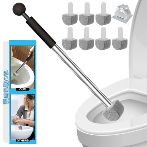YINGMORE Pumice Stone Toilet Bowl Cleaner Toilet Deep Cleaning,Bathroom Cleaner Brush with Long Handle for Remove Hard Water Stains with Toilet Handle+ Pumice Stones - style: 1 Toilet Handle+7 Pumice