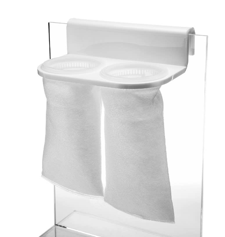 Pssopp Aquarium Filter Bag Bracket, Easy to Install Convenient Design Fish Double Hole Filter Socks Holder Acrylic Filter Bag Support (White)