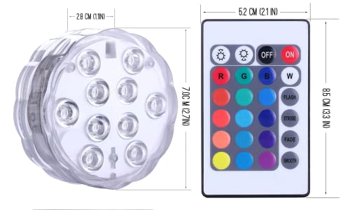 Qoolife Submersible LED Lights Remote Control, RGB Multi Color Changing Waterproof Light for Pool, Vase Base, Spa, Aquarium, Pond, Hot Tub, Decoration, Party, 4-Pack - size: 4 Pack