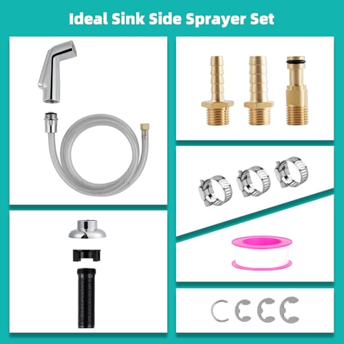 Universal Fit Kitchen Faucet Sprayer Attachment/Hose/Holder Set Compatible with Moen/Delta Faucet Sprayer Replacement, Kitchen Sink Side Sprayer Head, Chrome - color: Chrome