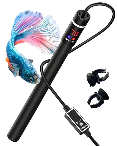 50W Titanium Aquarium Heater with LED Digital Display & External Controller – Submersible Fish Tank Heater, Precise ±1.8℉, IP68 Waterproof, for 3-7 Gallon Freshwater & Saltwater Tanks - size: 50W