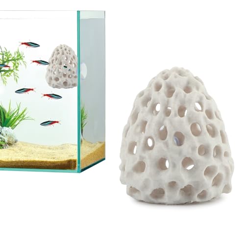PUXING Shrimp Dome Hide Shrimp Hides for Aquarium Bettas Fish Hideout with Suction Cup Aquarium Fish Cave Hideout Bettas Habitat Fishs Tank Tunnel(Color:White)