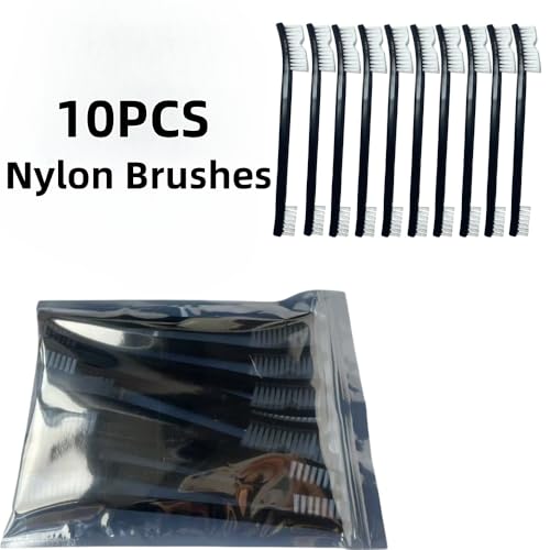 10 Nylon Brushes for Sneakers, Aquariums & Electronics – Non-Scratch, Includes Angled Brush for Bicycle Chains - Perfect for Tight Spaces - Car Detailing Nylon Brushes for Guns, Tiles & Car Interiors - size: 10 pcs