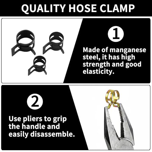 152 Pcs Fuel Line Clamp, Spring Clamps, Fuel Line Clips, Spring Hose Clampss, sSpring Band Hose Clamps Assortment for Silicone Vacuum Hoses Air Tube Water Pipe Clips(6mm/7mm/8mm/9mm/10mm,Color Zinc) - color: Zinc