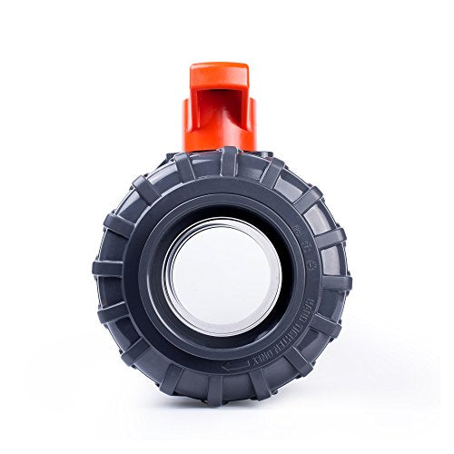 HYDROSEAL Kaplan 4" PVC True Union Ball Valve with Full Port, ASTM F1970, EPDM O-Rings and Reversible PTFE Seats, Rated at 200 PSI @73F, Gray, 4 inch Socket (4") - size: 4 Inch