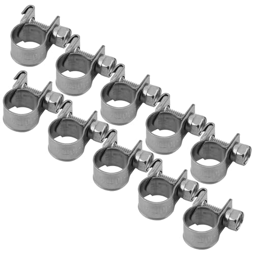 10pcs Stainless Steel Hose Clamps – Adjustable 6-20mm Fuel Line Pipe Clips for Air, Water, Silicone & Fuel Hoses (8-10Mm) - size: 8-10Mm