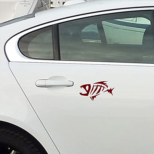 Fish Skeleton (Burgundy) (Set Of 2) Premium Waterproof Vinyl Decal Stickers For Laptop Phone Accessory Helmet Car Window Bumper Mug Tuber Cup Door Wall Decoration - color: Burgundy, size: 8.3 inches x 4.7 inches