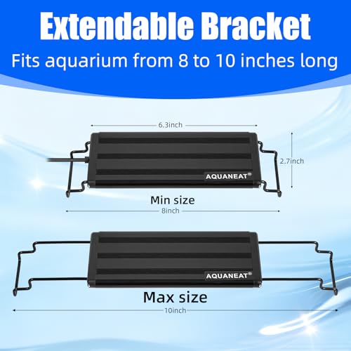 AQUANEAT LED Aquarium Light for 8 to 10 Inch Fish Tank, Auto On Off with Timer, Full Spectrum, Adjustable Brightness, Daylight Moonlight Mode, for Fresh Water Low-to-Mid Light Plants - size: 8"-10"