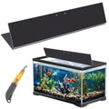 Sieral Aquarium Polycarbonate Canopy Set 15.37 x 7.63 x 0.12 Inch for 5 Gallon Without Center Brace Aquariums Cover Fish Tank Lid with a Hook Knife, Black - color: Black, size: 16 x 8 Inch