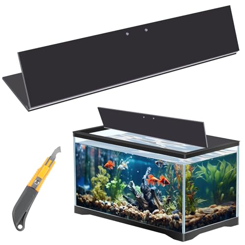 Sieral Aquarium Polycarbonate Canopy Set 29 x 11.38 x 0.12 Inch for 20/29/37 Gallon Without Center Brace Aquariums Cover Fish Tank Lid with a Hook Knife, Black - color: Black, size: 30 x 12 Inch