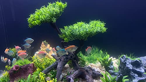 25Pcs Artificial Aquarium Tree & Plants Set - Green Fake Aquatic Plants for Aquarium Decorations