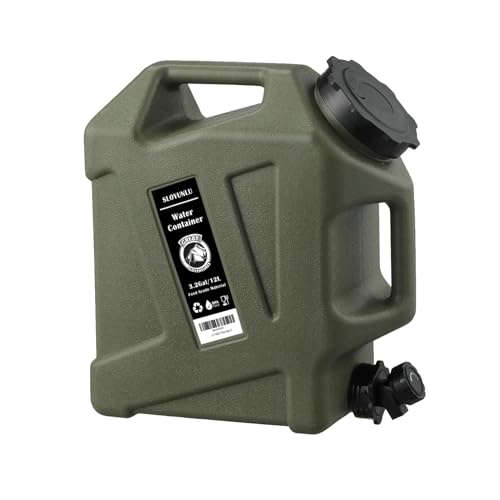 3.2 Gallon Water Jug with Spigot, BPA Free Leak-Proof Camping Water Container, Portable Emergency Water Storage for Outdoor Hiking, Camping, Home Use, Camping Essentials - color: 3.2gal Green