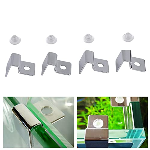 YOUTHINK 4PCS Aquarium Cover Clips, Adjustable Glass Lid Support Holders with Silicone Cushion, Stainless Steel Material, Fit 6/8/10/12mm Thickness Fish Tank Glass (6mm) - color: #-01