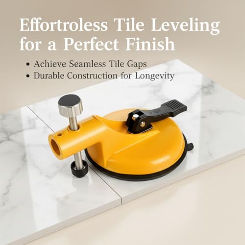 Granite Marble Countertop Seam Leveling Tool, Suction Cup Flooring Tool for Gap Tightening, Heavy Duty Adjustable Stone Seam Setter for Slab Installation, Tile & Laminate Repair (Yellow)