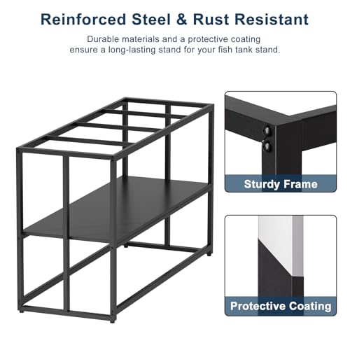 Urban Deco 55-75 Gallon Fish Tank Stand 900LBS Capacity For Aquarium Stand Metal Fish Tank Stand 48.4"x19.7"x31.5" Dual-Layer Design Terrarium Stand Ideal for Home and Office, Black - color: Black, size: 55-75 Gallon