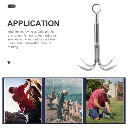 Kisangel Four-Claw Anchor Hook Stainless Steel Heavy Duty Grappling Hook for Freshwater Saltwater Fishing Outdoor Retrieval and Underwater Treasure Hunting 7.87X6.29X6.29 Inch
