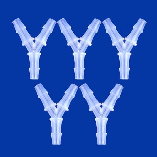 Plastic Barb Equal Y Tee 1/2" hose ID Polypropylene pipe connectors Plastic Joint Splicer Mender Adapter Union Boat Water Air Aquarium O2 Fuel (pack of 5) - size: 1/2 Inch, style: Pack of 5