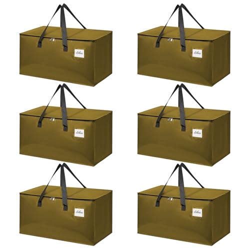 Moving Bags Heavy Duty for Packing and Storage, Large Capacity Zippered Tote with Handles, Reusable Organizer Bag – Gold Khaki - color: Golden Khaki