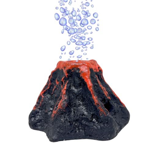 Cute Aquarium Volcano Air Bubbler with Air Bubble Stone , Realistic Fish Tank Volcano Decor for Increase Oxygen, Cute Air Bubble Maker for Small Big Fish Tank Betta Aquarium Scenery (Brown Volcano) - color: Brown Volcano