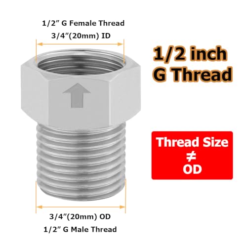 Hooshing Stainless Steel Check Valve 1/2" Male to 1/2" Female Thread Non Return One Way - size: 1/2" Male to 1/2" Female