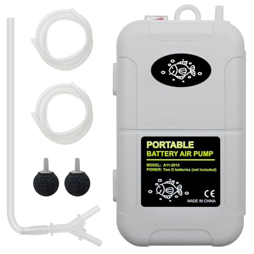Battery Powered Fish Aerator, Aerator for Fishing Bucket 6 Gallons, Portable Fish Bubbler, Suitable for Fish Tank, Fish Bucket in Outdoor Fishing - style: 2 Air Stones and 2 Hoses
