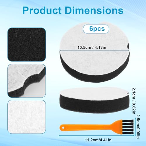 6pcs Compact Filter for Bissell Electric Compact Vacuum, Washable & Reusable Vacuum Filter Replacement with Cleaning Brush Compare to Part #1604896/160-4896