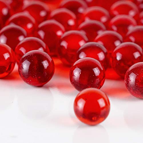 CYS EXCEL Red Marble Gemstone Vase Filler (5 LBS) | Multiple Color Choices Aquarium Glass Round Marble Beads | Decorative Mosaic Glass Gem Pebbles - color: Red, size: 5 LBS
