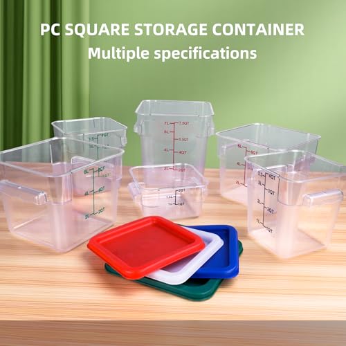 2 Pack RED Square Food Storage Container With Lid,Commercial Storage Box With Scale & Handle,Cake Making,Dough Marinating Meat,Kitchen Supplies (4 Quart) - size: 4 Quart-RED LID & MEASURING LINE