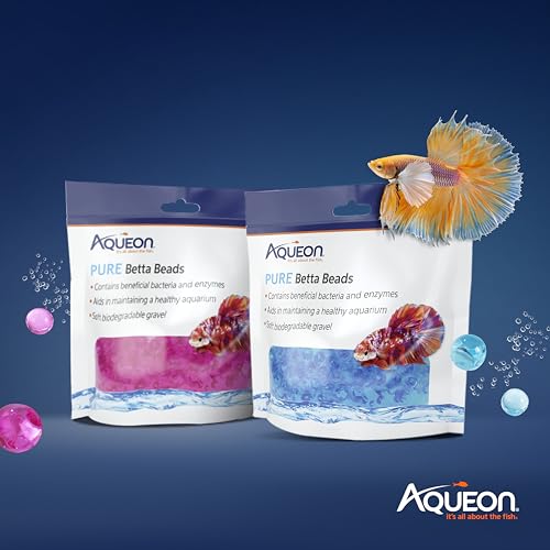 Aqueon PURE Betta Beads, Water Care for Unfiltered Aquariums, Maintains Clear Water and Helps Breakdown Organic Sludge, Blue