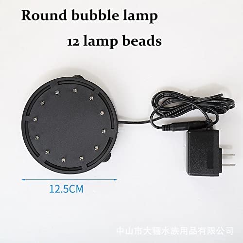 4.92 inch 12 LEDs Fish Tank Light, Bubbler Stone, LED Aquarium Lights, Air Stone Disk, Submersible Fish Tank Aquarium Decorations Accessories, Underwater Round Small Bubbles Lamp for air Pump
