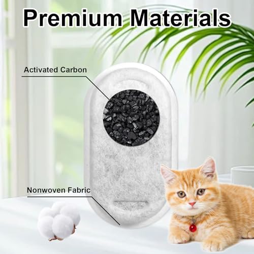 Cat Water Fountain Filter Replacement 24 Pack Filters & Sponges for 67oz/2L & 108oz/3.2L Stainless Steel Pet Water Fountain Filters (12 Filters & 12 Sponges)