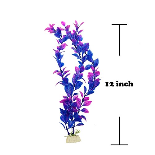 CNZ Aquarium Decor Fish Tank Decoration Ornament Artificial Plastic Plant Green (12-inch Purple, 3pcs)