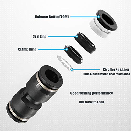10PCS Pneumatic Push to Connect Fittings, PBT Plastic Union Straight 3/8"x 3/8"Tube OD Quick Connector for Home Garage Air Brake Air Compressor - size: 3/8"x 3/8"