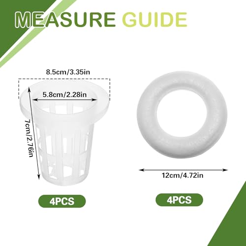 4 PCS Floating Aquarium Plant Holder, Plastic Fish Tank Basket with Foam Rings, Aquatic Pot for Fish Tank Aquaponic Plant Cultivation and Aquascape Decorations