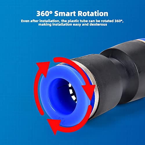 60Pcs Quick Connect Air Hose Fittings 4/6/8/10/12 mm Quick Release Pneumatic Push to Connect Fittings Kit Air Line Fittings for 5/32 1/4 5/16 3/8 1/2 inch Tube
