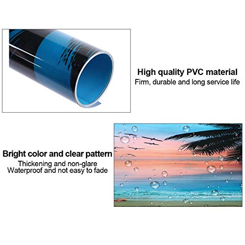 Aquarium Poster, Realistic Seaside Sunset Clouds Pattern Aquarium Background Poster 3D PVC Self Adhesive Fish Wallpaper Sticker for Aquarium Fish Decoration(61 * 30cm)