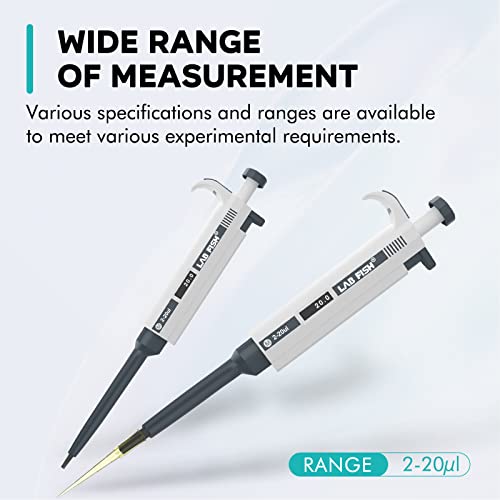 LAB FISH Laboratory Micropipette 2-10ml Capacity High Accurate Single Channel Pipettor Manual Adjustable Volume Pipettes Increment 0.1ml with 20pcs 10ml Pipette Tips Set - style: 2-10ml Set