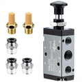 Pneumatic Air Hand Lever Valve, 5 Way 2 Position 1/4”NPT Solenoid Valve Manual Control Direct Driving Type Push-Pull 4R210-08