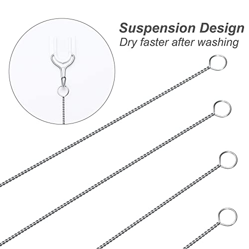 Straw Cleaner Brush, Extra Long Nylon Bristles and Stainless Steel Handle Cleaning Brushes for Washing Glass Silicone Metal Straws Tea Pot Spout Bottle (Only 2 pcs, 7.87inch X 5/16inch)