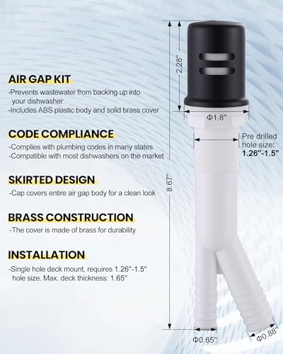 Kitchen Faucet with Air Gap: WOWOW Stainless Steel Kitchen Sink Faucet and Dishwasher Air Gap Kits for Kitchen Sink 2 or 4 Hole, Matte Black Finish - color: B: Black, style: Kitchen Faucet with Air Gap Kit