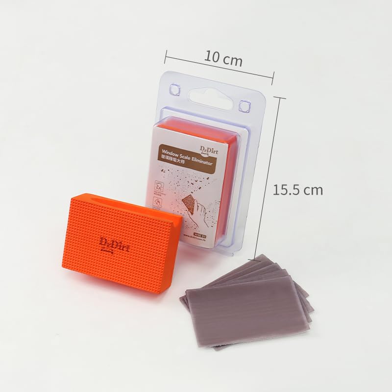 DrDirt Limescale Eraser for Glass, Professional Hard Water Stain Remover Tool for Windows, Shower Screens and Mirrors, Non-Chemical Abrasive Cleaning Block