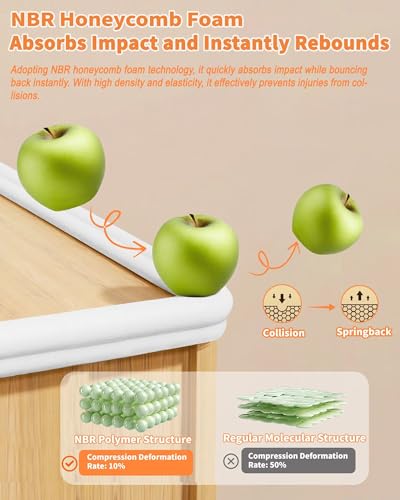 Edge Corner Protector Baby Proofing, 6.56FT 0.6'' Thicken L-Shape Furniture Fireplace Safety Bumper Guard with 6 Corners, Pre-Taped, Soft NBR Rubber Foam, Table Edge Protector for Baby(White-gray) - color: White, size: 0.6''Th (6.56ft)