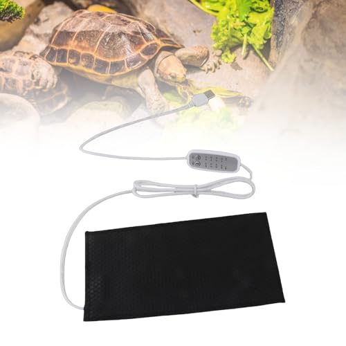 Reptile Heating Pad DC 5V Under Tank Terrarium with Temperature Control USB Power Safety 4 Gear Adjustment Reptile Heat Mat for Turtle Tortoise Snakes Lizard Gecko (10x20cm) - size: 10x20cm