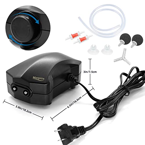 Aquarium Air Pump Single Outlet/Dual Outlet Adjustable Aerator with Accessories for 10-100 Gallon Fish Tank - style: M-400 8W (60-100gal)