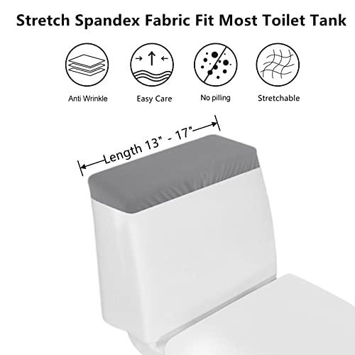 Toilet Tank Lid Cover, Bathroom Stretch Washable Spandex Toilet Tank Protector Cover with Elastic Bottom, Grey - color: Grey