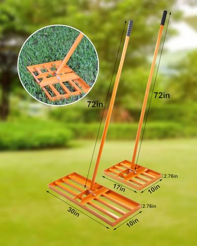 Lawn Leveling Rake 30x10 inch, Yard Leveling Rake with 72" Adjustable Handle for Soil Sand Grass, Heavy-Duty Lawn Leveler for Lawn Yard Garden Farm - style: 30x10 Inch-6 FT