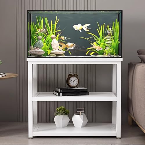 Fish Tank Stand,Heavy-Duty 27.6" Tropical Fish Tank Stand Cabinet, Sturdy Baked Steel Frame, Ideal for Terrariums, Home Office Storage, Bedroom Rack Shelf, High Load-Bearing Design - color: White, size: 60x35cm/23.6x13.8in